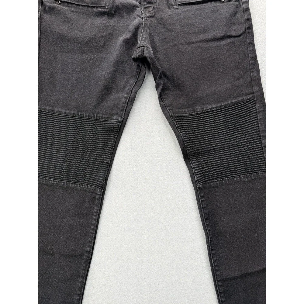 Fashion Nova Men Moto Skinny Jeans Black Stretch Biker Zip Pocket 38x30 Mens
